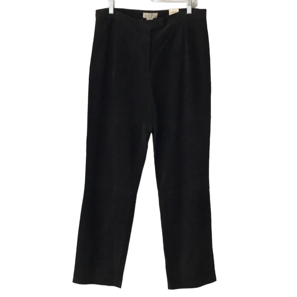 Vintage St.John’s Bay Suede Leather Pants High Rise Straight Leg New 14 Black